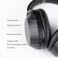 Selencia Casque sans fil Urban Play - Réduction active du bruit - Avec étui de rangement - Midnight Black