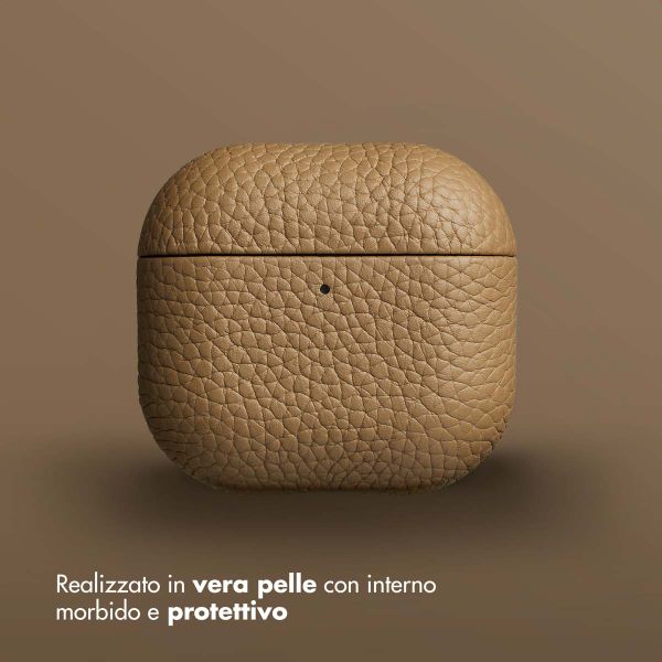 Accezz Coque en cuir véritable  Apple Airpods 4 - Taupe