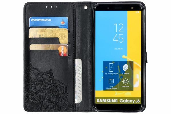Etui de téléphone portefeuille Samsung Galaxy J6