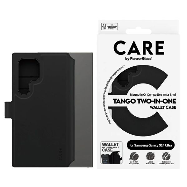 CARE by PanzerGlass Étui de télephone portefeuille Tango 2 en 1 avec MagSafe Samsung Galaxy S24 Ultra - Black