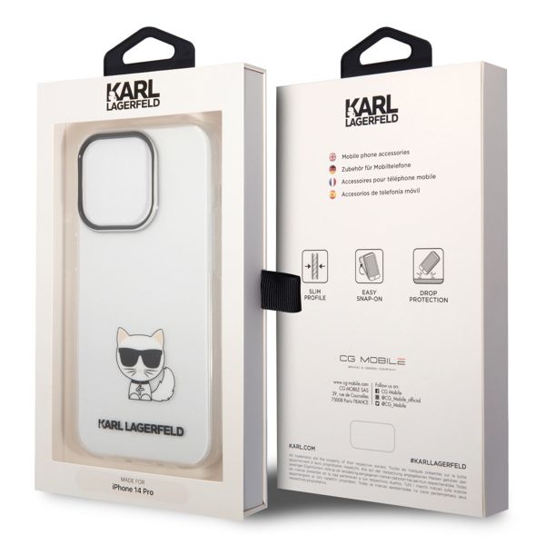 Karl Lagerfeld Coque arrière rigide Choupette iPhone 14 Pro - Transparent