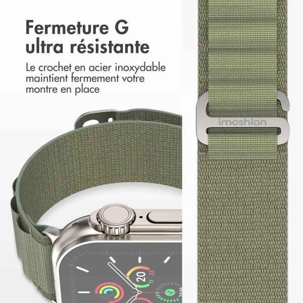 imoshion Bracelet en nylon Alpine Apple Watch Series 1 t/m 11 / SE / Ultra (44/45/46/49 mm) - Olive Green