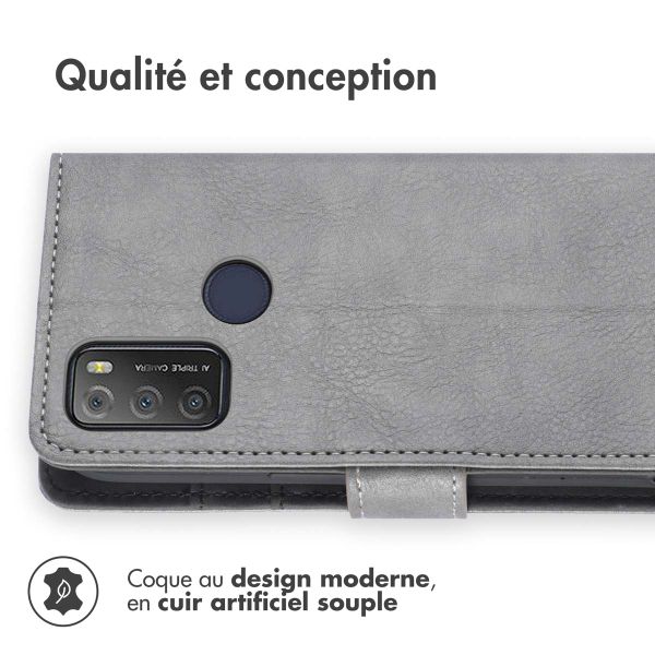 imoshion Étui de téléphone portefeuille Luxe TCL 20Y - Gris