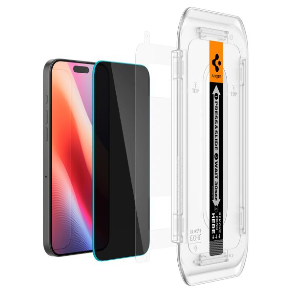 Spigen Protection d'écran en verre trempé GLAStR Privacy Applicator Apple iPhone 16 Pro Max / 17 Pro Max