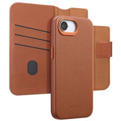 Accezz Étui de télephone portefeuille en cuir 2-en-1 avec MagSafe Apple iPhone 16e - Sienna Brown