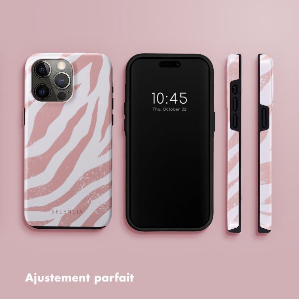 Selencia Coque arrière Vivid Apple iPhone 15 Pro Max - Colorful Zebra Old Pink