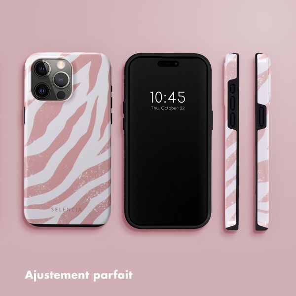 Selencia Coque arrière Vivid Tough iPhone 15 Pro Max - Colorful Zebra Old Pink