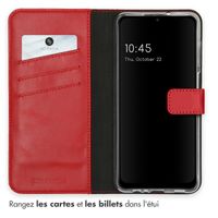 Selencia Étui portefeuille en cuir véritable Samsung Galaxy A12 - Rouge