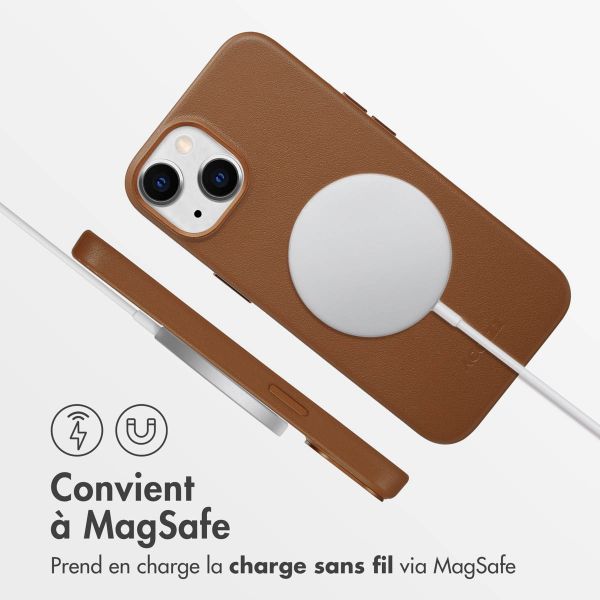 Accezz Coque arrière en cuir avec MagSafe Apple iPhone 14 - Sienna Brown