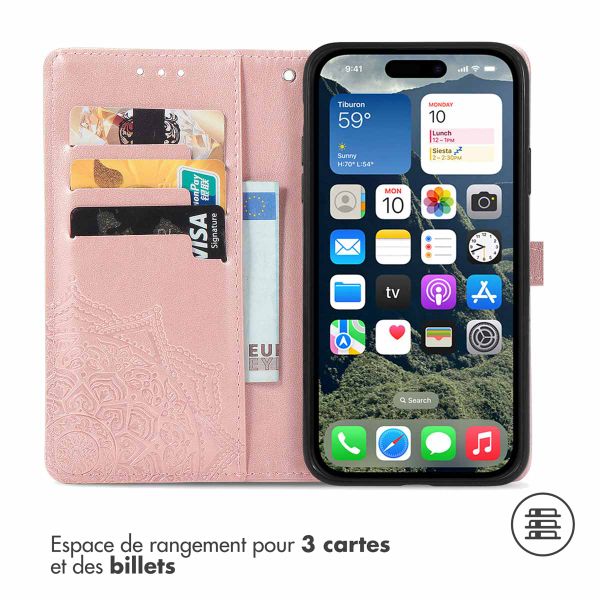 imoshion Etui de téléphone portefeuille Mandala iPhone SE 4 - Rose Dorée