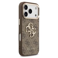 Guess Coque 4G Metal Logo Backcover Apple iPhone 17 Pro Max - Gold Edge - Brown