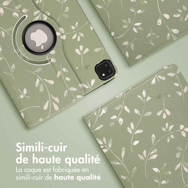 imoshion Coque tablette Design rotatif à 360° iPad Pro 12.9 (2018 / 2020 / 2021 / 2022) - Green Flowers