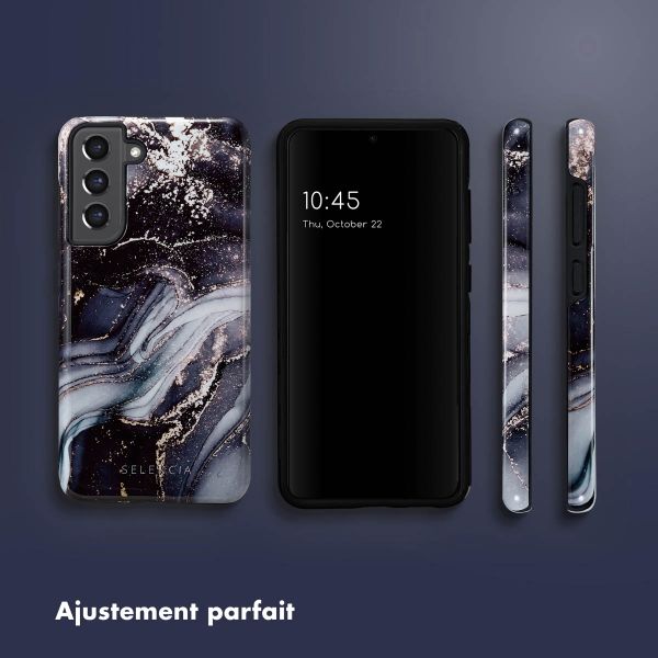 Selencia Coque arrière Vivid Tough Samsung Galaxy S21 FE - Chic Marble Black