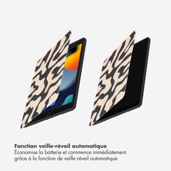 Selencia Coque tablette Vivid iPad 7 (2019) / iPad 8 (2020) / iPad 9 (2021) 10.2 pouces - Art Wave Black