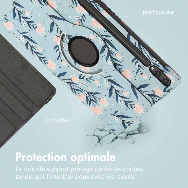 imoshion Coque tablette Design rotatif à 360° Samsung Galaxy Tab S10 Plus / Tab S9 FE Plus / Tab S9 Plus - Flowers