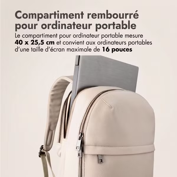Accezz Leather Sac à dos ordinateur 16 pouces - Beige