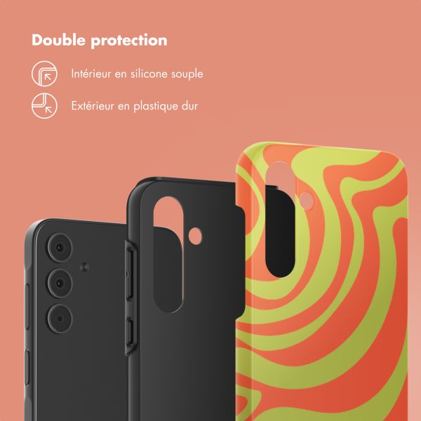 Selencia Coque arrière Vivid Tough Samsung Galaxy A55 - Wavy Swirl Orange Fern