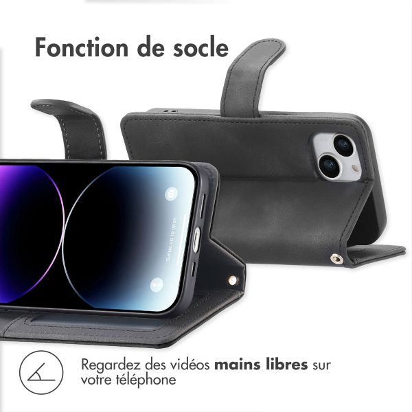 imoshion Etui de téléphone portefeuille avec cordon iPhone 14 - Noir