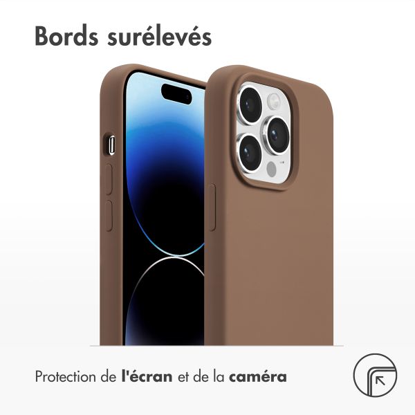 Accezz Coque Liquid Silicone avec MagSafe iPhone 14 Pro - Marron clair