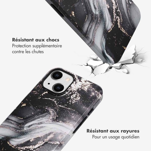 Selencia Coque arrière Vivid Tough iPhone 14 - Chic Marble Black