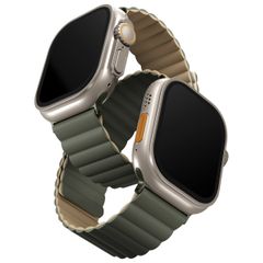 Uniq Bracelet Revix réversible Apple Watch Series 1 t/m 11 / SE / Ultra (44/45/46/49 mm) - Moss Green / Tan