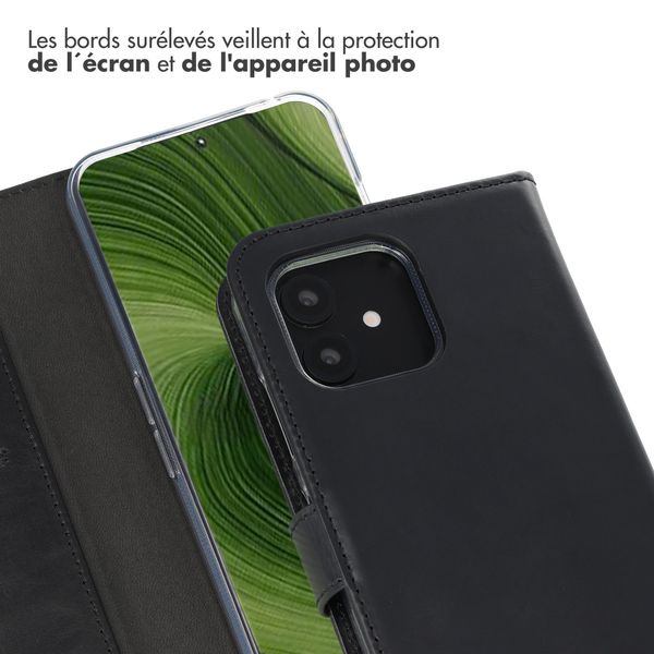 Selencia Étui portefeuille en cuir véritable Fairphone 6 - Noir