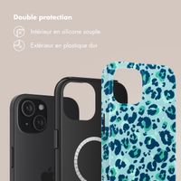 Selencia Coque arrière Vivid Tough avec MagSafe iPhone 15 - Wild Spots Light Blue