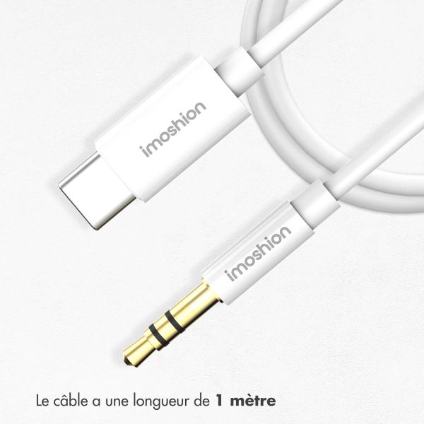 imoshion ﻿Câble AUX - Câble audio 3,5 mm / Jack vers USB-C - Mâle vers USB-C - 1 mètre - Blanc