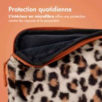 imoshion Pochette ordinateur Fluffy 13-14 pouces - Leopard Orange