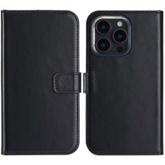 Selencia Étui de téléphone portefeuille en cuir véritable iPhone 16 Pro - Noir