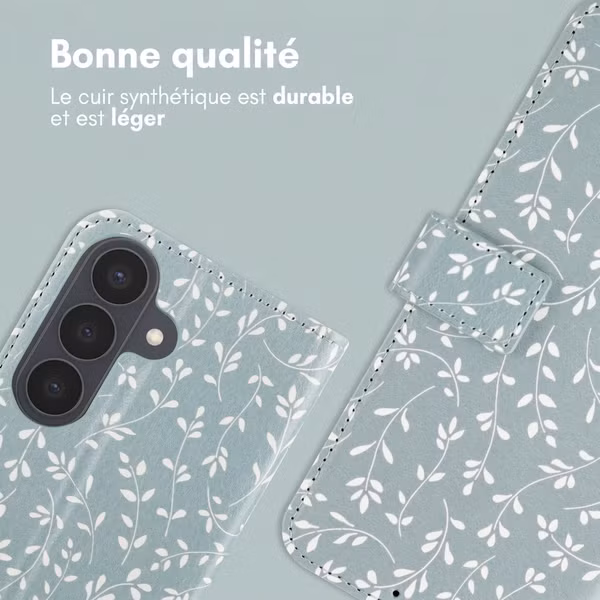 imoshion Étui de télephone portefeuille Design Samsung Galaxy S26 - Smoke Green Flowers