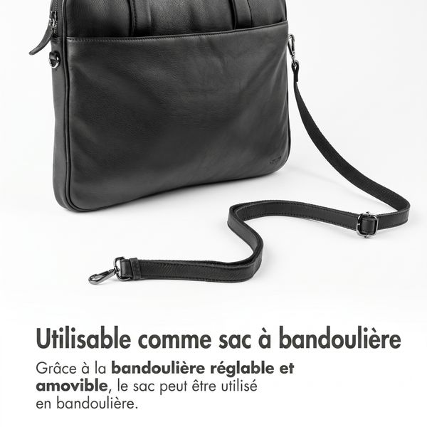 Accezz Leather Sac ordinateur 16 pouces - Noir