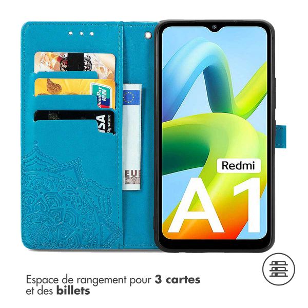 imoshion Etui de téléphone portefeuille Mandala Xiaomi Redmi A1 / A2 - Turquoise