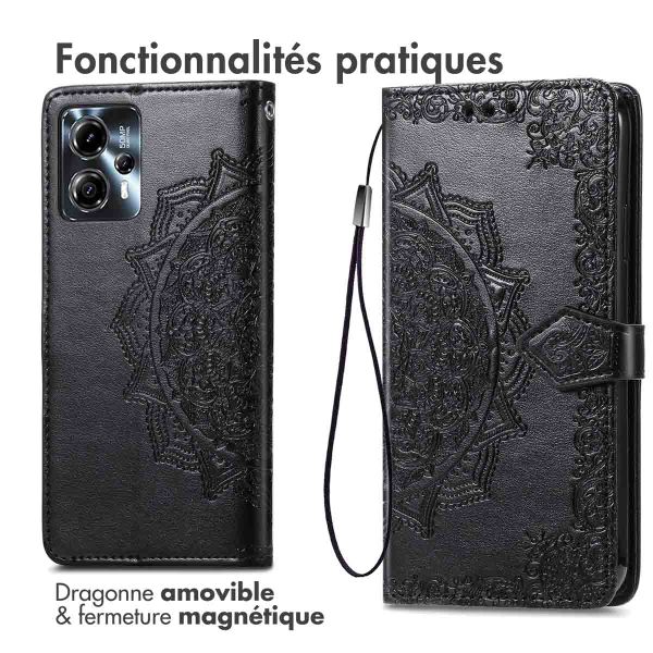 imoshion Etui de téléphone portefeuille Mandala Motorola Moto G13 / G23 - Noir