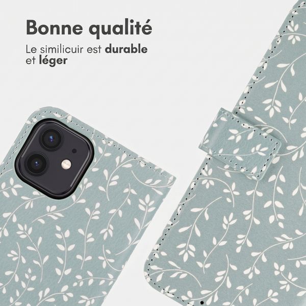 imoshion Étui de télephone portefeuille Design Apple iPhone 11 - Smoke Green Flowers