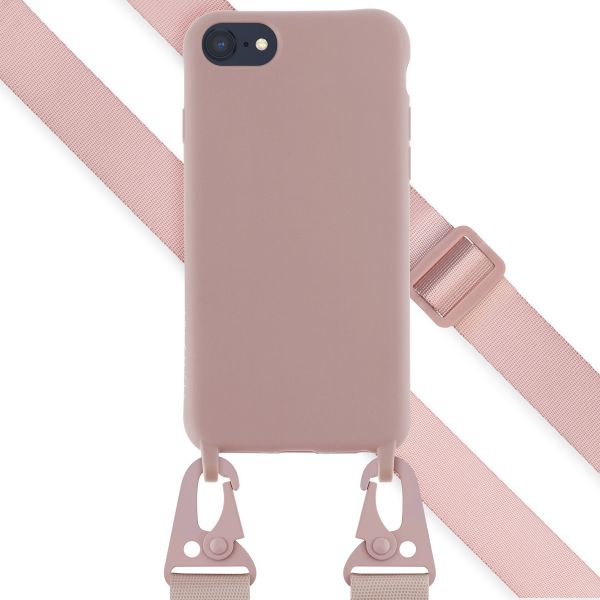 Selencia Coque silicone avec cordon amovible Apple iPhone SE (2022 / 2020) / 8 / 7 - Sand Pink
