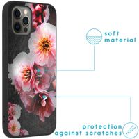 imoshion Coque Design iPhone 12 (Pro) - Fleur - Rose / Noir