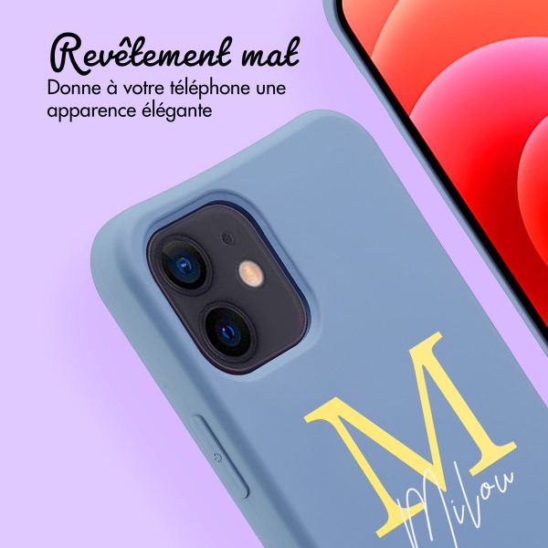 Coque de couleur personnalisée MagSafe avec cordon amovible  et lettre iPhone 12 Pro - Ash Blue