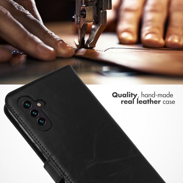 Selencia Étui portefeuille en cuir véritable Samsung Galaxy A13 (5G) / A04s - Noir