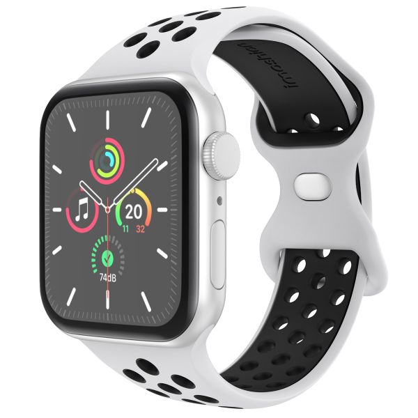 imoshion Bracelet sport⁺ Apple Watch Series 1 á 10 / SE / Ultra (2) (44/45/46/49 mm) - Taille M/L - Pure Platinum & Black