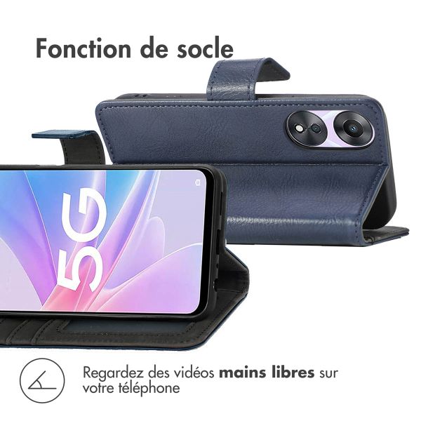 imoshion Étui de téléphone portefeuille Luxe pour Oppo A58 (4G) - Bleu foncé