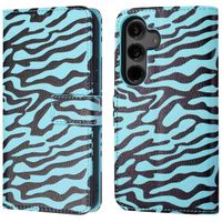 imoshion Étui de télephone portefeuille Design Samsung Galaxy S24 - Black Blue Stripes