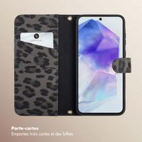 Selencia Étui de télephone portefeuille imprimé léopard Sabi Samsung Galaxy A55 - Midnight Black