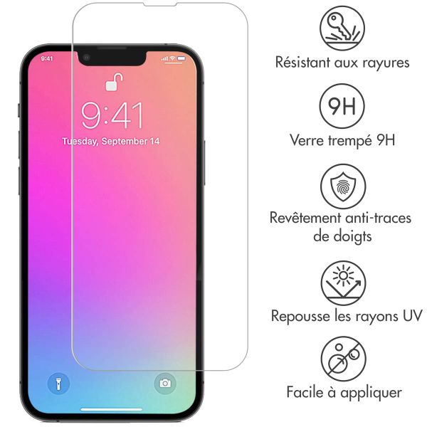 Selencia Protection d'écran en verre trempé iPhone 13 / 13 Pro / 14 / 16e