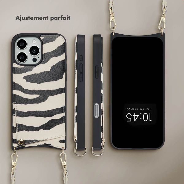 Selencia Coque de télephone Nova avec cordon et porte-cartes Apple iPhone 16 Pro Max - Zazzy Zebra