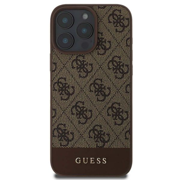 Guess Coque arrière Bottom Stripe 4G Apple iPhone 16 Pro - Marron