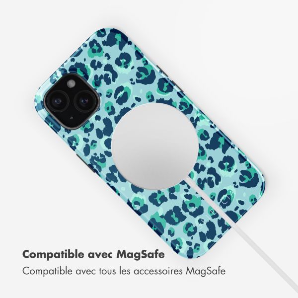 Selencia Coque arrière Vivid Tough avec MagSafe iPhone 15 - Wild Spots Light Blue