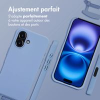 imoshion Coque arrière Color avec cordon amovible et MagSafe Apple iPhone 16 - Ash Blue