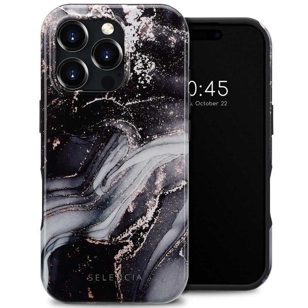 Selencia Coque arrière Vivid Tough avec MagSafe iPhone 16 Pro - Chic Marble Black