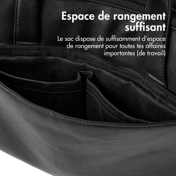 Accezz Leather Sac ordinateur 16 pouces - Noir